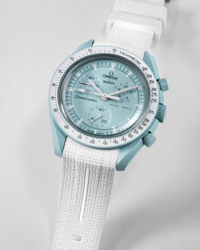 Solitaire Rubber straps in Arctic White for Omega x Swatch Uranus