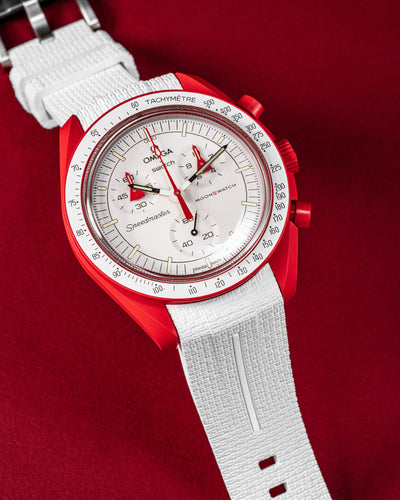 Solitaire Rubber straps in Arctic White for Omega x Swatch Mars