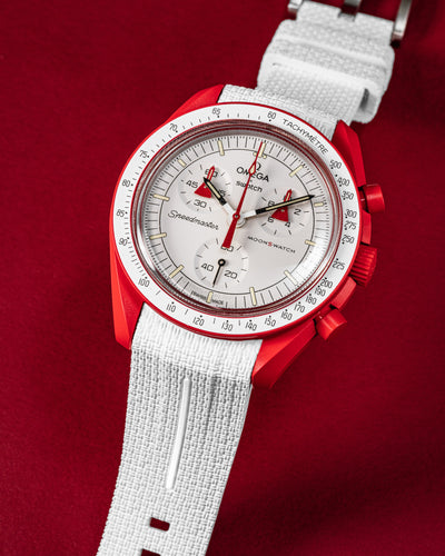 Solitaire Rubber straps in Arctic White for Omega x Swatch Mars