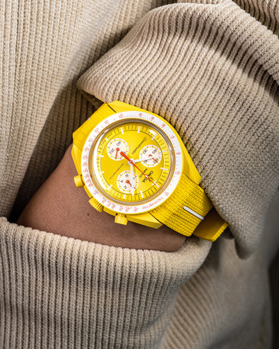 Solitaire Rubber straps in Phoenix Yellow for Omega x Swatch Sun