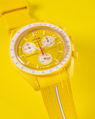 Solitaire Rubber straps in Phoenix Yellow for Omega x Swatch Sun