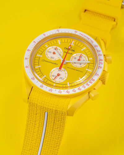 Solitaire Rubber straps in Phoenix Yellow for Omega x Swatch Sun