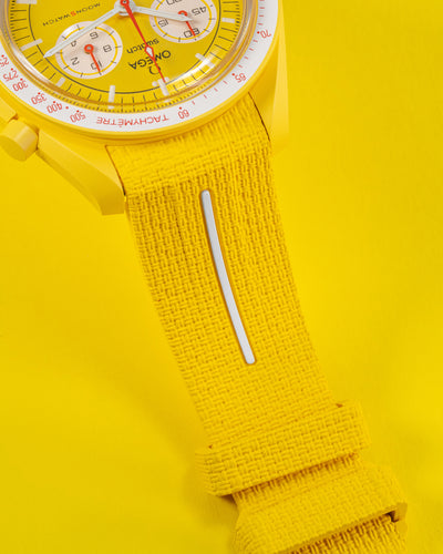 Solitaire Rubber straps in Phoenix Yellow for Omega x Swatch Sun