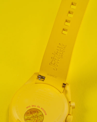 Solitaire Rubber straps in Phoenix Yellow for Omega x Swatch Sun