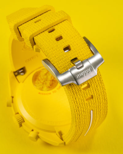 Solitaire Rubber straps in Phoenix Yellow for Omega x Swatch Sun