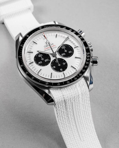 Solitaire Rubber straps in Arctic White for Omega Speedmaster