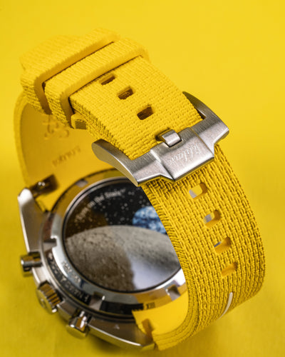 Solitaire Rubber straps in Phoenix Yellow for Omega Speedmaster