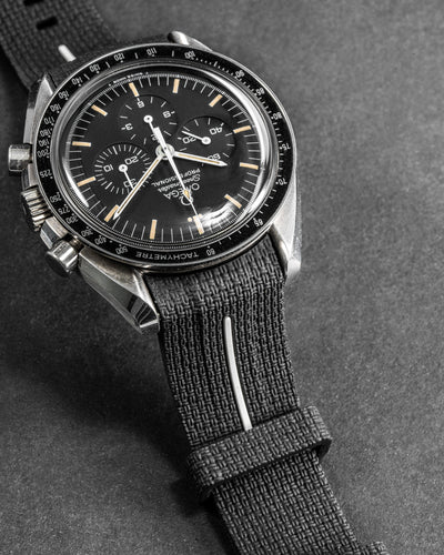 Solitaire Rubber straps in Godzilla Black for Omega Speedmaster