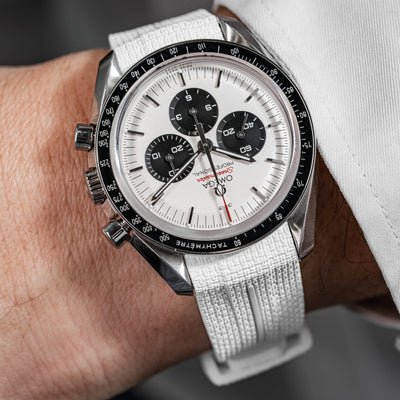 Solitaire Rubber straps in Arctic White for Omega Speedmaster