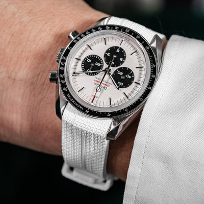 Solitaire Rubber straps in Arctic White for Omega Speedmaster