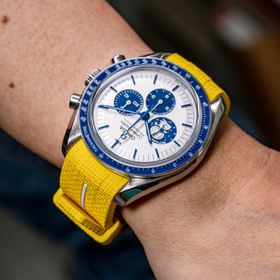 Solitaire Rubber straps in Phoenix Yellow for Omega Speedmaster