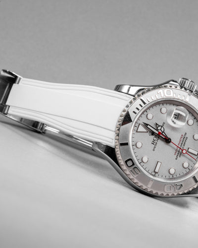 Solitaire Rubber straps in Snowy White for Rolex Yacht-Master 116622