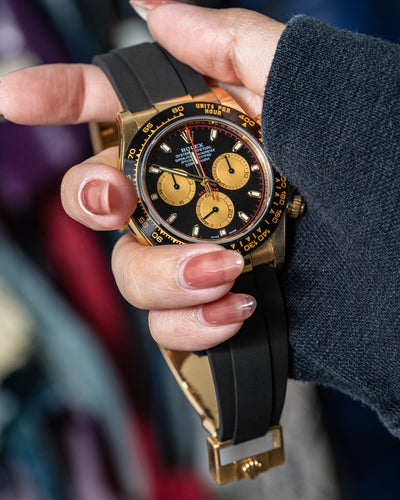 Solitaire Rubber straps in Classic Black for Rolex Cosmograph Daytona