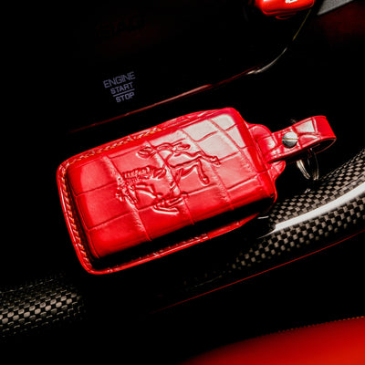 Bespoke Key Fob Cover in Ferrari Red Crocodile