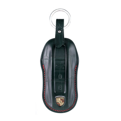 Porsche New Key Fob Cover in Matte Green Crocodile