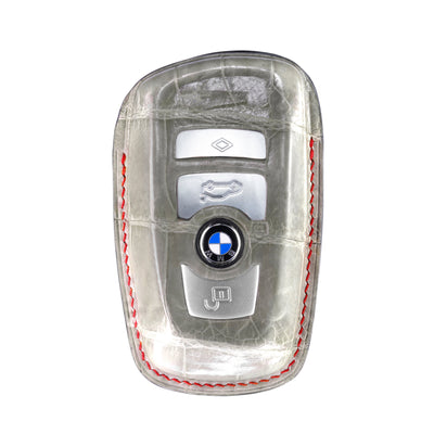 BMW 3 Buttons Key Fob Cover in Grey Crocodile