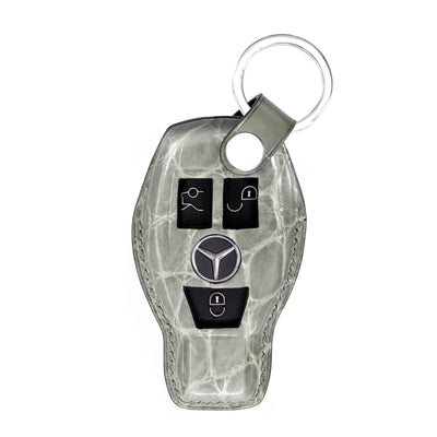 Mercedes 3 Buttons Key Fob Cover in Grey Crocodile