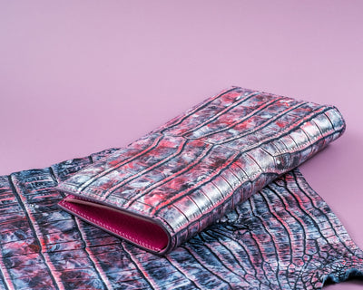 Bespoke Long Wallet in Multi-Purple Galaxy Crocodile