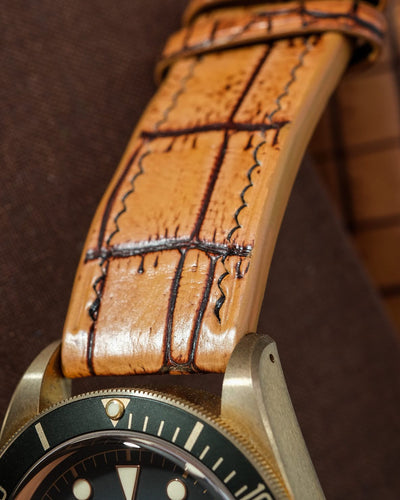 Bespoke Watch Strap in 2 Tone Chestnut Brown Crocodile