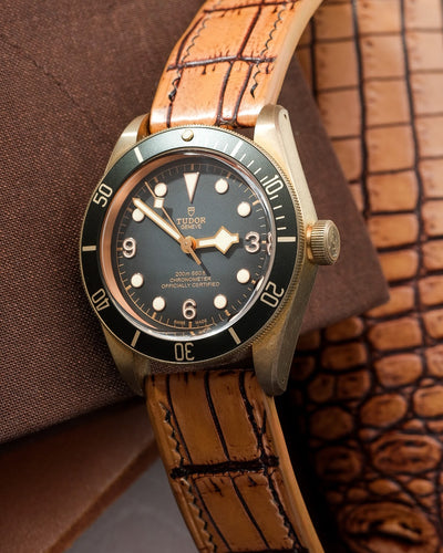 Bespoke Watch Strap in 2 Tone Chestnut Brown Crocodile