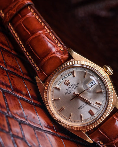 Bespoke Watch Strap in 2 Tone Chestnut Brown Crocodile