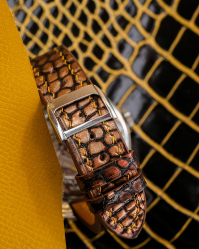 Bespoke Watch Strap in 2 Tone Chestnut Brown Crocodile