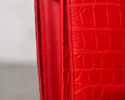 Bespoke Long Wallet in Ferrari Red Crocodile