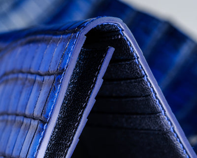 Bespoke Long Wallet in 2 Tone Electric Blue Crocodile