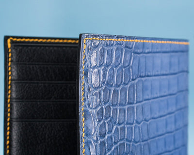 Bespoke Bifold Wallet in Baby Blue Himalayan Crocodile Leather