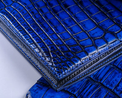 Bespoke Long Wallet in 2 Tone Electric Blue Crocodile