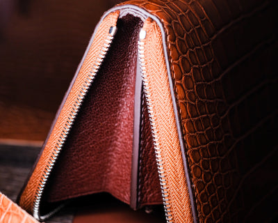Bespoke Long Wallet in Chestnut Brown Alligator