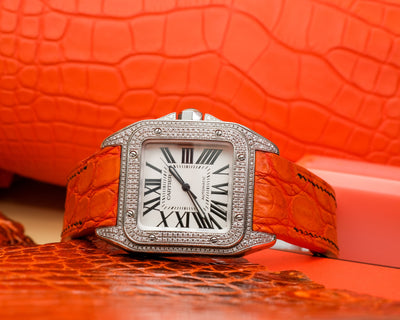 Bespoke Watch Strap in 2 Tone Orange Crocodile