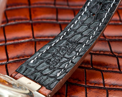 Bespoke Watch Strap in 2 Tone Dark Brown Crocodile