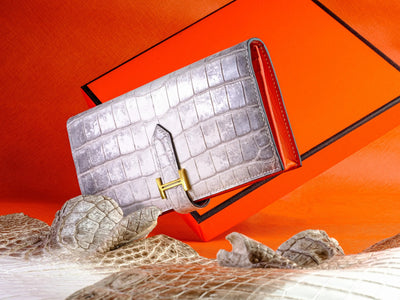 Bespoke Long Wallet in Natural Himalayan Crocodile