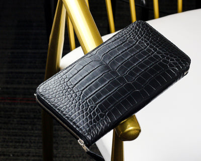 Bespoke Long Wallet in Jet Black Crocodile