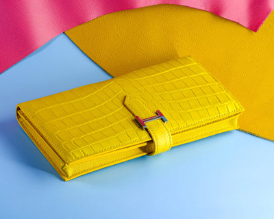 Bespoke Long Wallet in Yellow Crocodile