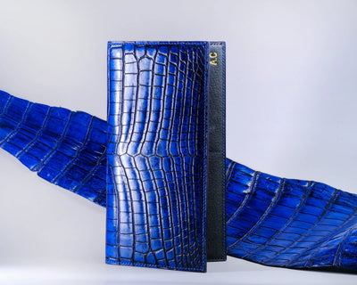 Bespoke Long Wallet in 2 Tone Electric Blue Crocodile