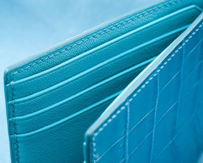 Bespoke Money Clip in Turquoise Blue Crocodile