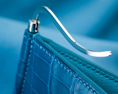Bespoke Money Clip in Turquoise Blue Crocodile