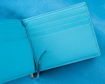 Bespoke Money Clip in Turquoise Blue Crocodile