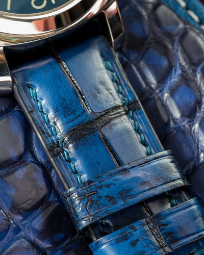 Bespoke Watch Strap in 2 Tone Blue Crocodile