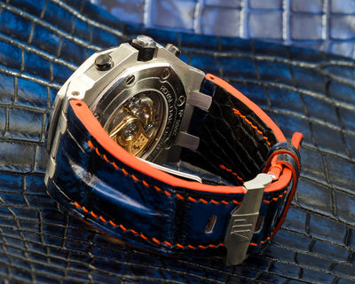 Bespoke Watch Strap in 2 Tone Blue Crocodile