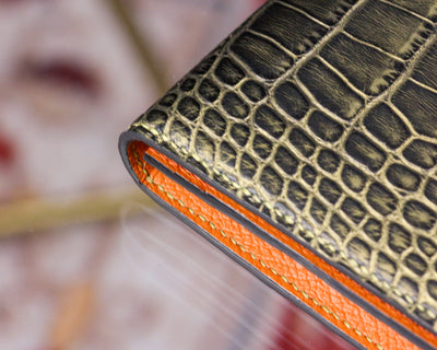 Bespoke Long Wallet in Gold Brushed Alligator