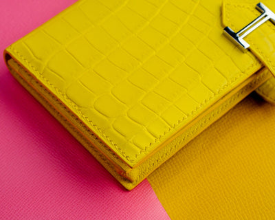 Bespoke Long Wallet in Yellow Crocodile