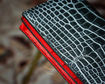 Bespoke Long Wallet in Black Silver Alligator