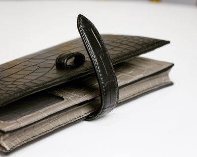 Bespoke Long Wallet in Jet Black Crocodile