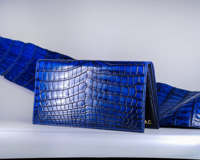 Bespoke Long Wallet in 2 Tone Electric Blue Crocodile