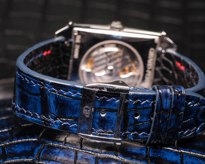 Bespoke Watch Strap in 2 Tone Navy Blue Crocodile