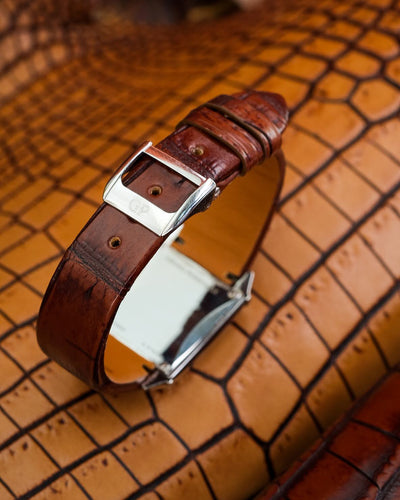 Bespoke Watch Strap in 2 Tone Dark Brown Crocodile