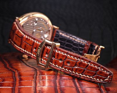 Bespoke Watch Strap in 2 Tone Dark Brown Crocodile